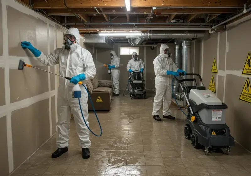 Basement Moisture Removal and Structural Drying process in Oberlin, LA